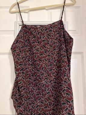 Ann Taylor Burgundy Elephant Print Spaghetti Strap Cami